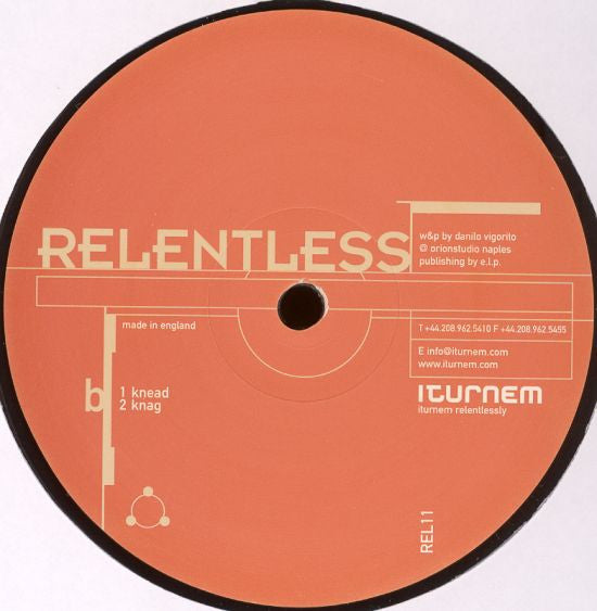 Image of Back Cover of 3315108C: 12" - DANILO VIGORITO, Knapper (Relentless; REL 11, Canada 2003, Stickered die cut ) Harsh grading, very close to VG  G+/G+