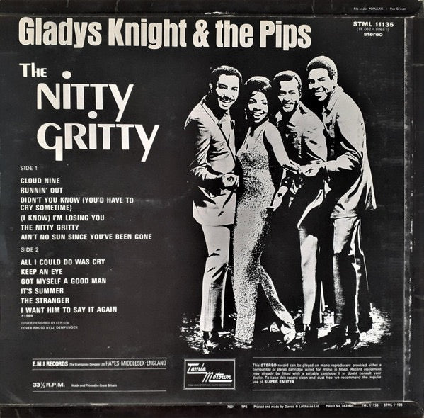 Image of Back Cover of LP - VG/G - GLADYS KNIGHT & THE PIPS, Nitty Gritty (Tamla Motown; STML 11135, UK 1970, Laminated Flipback Sleeve), Lots of light marks to disc.,  - 1716403C