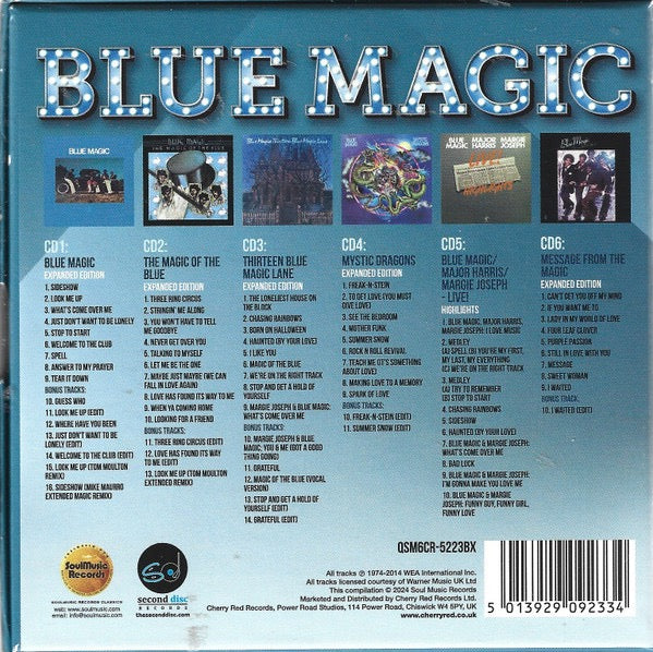 Image of Back Cover of 6xCD - M/M - BLUE MAGIC, Stop To Start: The Atco & WMOT Recordings (1973-1977) (SoulMusic Records; QSM6CR-5223BX, UK 2024, Clamshell Box Set), Still SEALED In Shrinkwrap,  - 3316004C