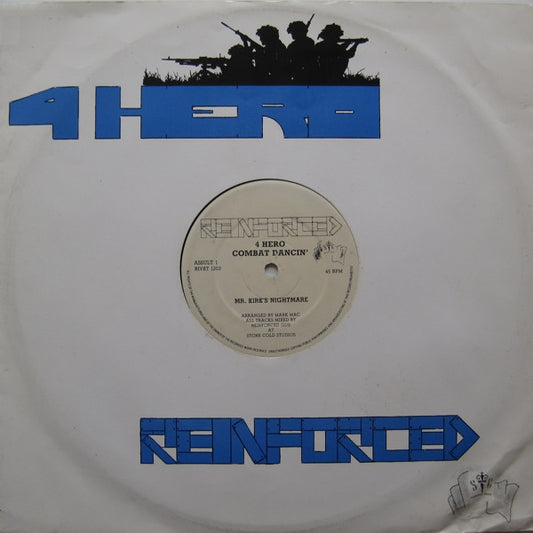 Image of Front Cover of 12" - VG/G+ - 4 HERO, Combat Dancin' (Reinforced; RIVET 1203, UK 1991, Company Sleeve), Close to VG light marks and hairlines only., A1 Mr. Kirk's NightmareB1 Move Wid The House GrooveB2 Combat Dance - 2616541C