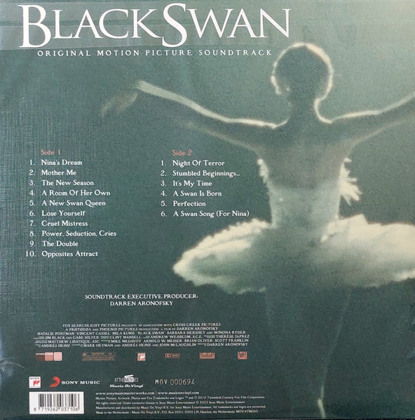 Image of Back Cover of 3315279C: LP - CLINT MANSELL, Black Swan (Original Motion Picture Soundtrack) (Music On Vinyl; MOVATR80, Europe 2025 Reissue, Insert, Numbered, Limited Edition Transluscent Red Vinyl)   NEW/NEW