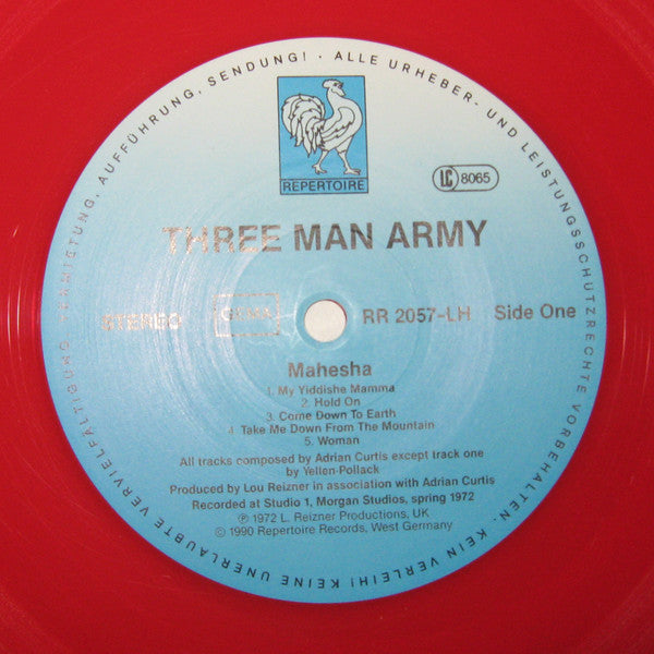 Image of Label Cover of LP - VG+/VG+ - THREE MAN ARMY, Mahesha (Repertoire; RR 2057 LH, Germany 1990 Reissue, Red Vinyl), ,  - 0946347S