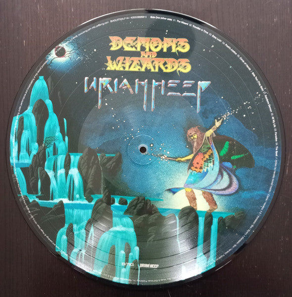 Image of Back Cover of LP - VG+/EX - URIAH HEEP, Demons And Wizards (BMG; BMGCAT534LP/#4, Europe 2022 Reissue, Clear Plastic Stickered Sleeve, Picture Disc), ,  - 2946216S