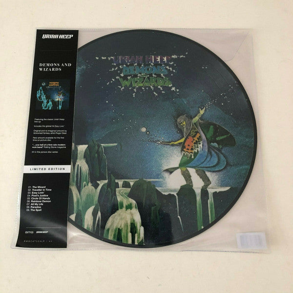 Image of Front Cover of 3345229S: LP - URIAH HEEP, Demons And Wizards (BMG; BMGCAT534LP/#4, Europe 2022 Reissue, Clear Plastic Stickered Sleeve, Picture Disc)   EX/EX