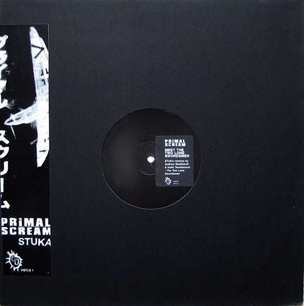 Image of Front Cover of 12" - VG+/VG+ - PRIMAL SCREAM MEET THE TWO LONE SWORDSMEN, Stuka (Two Lone Swordsmen Mix) (Creation Records; PSTLS 1, UK 1997, Stickered Die Cut Sleeve, Ltd to 3000, Andrew Weatherall), ,  - 2926211E
