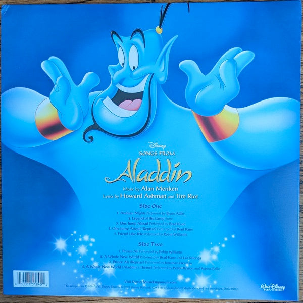 Image of Back Cover of LP - NEW/NEW - VARIOUS, Songs From Aladdin (Walt Disney Records; D004138101, US 2023 Reissue, Gatefold, Inner, Violet Vinyl), ,  - 3216017C
