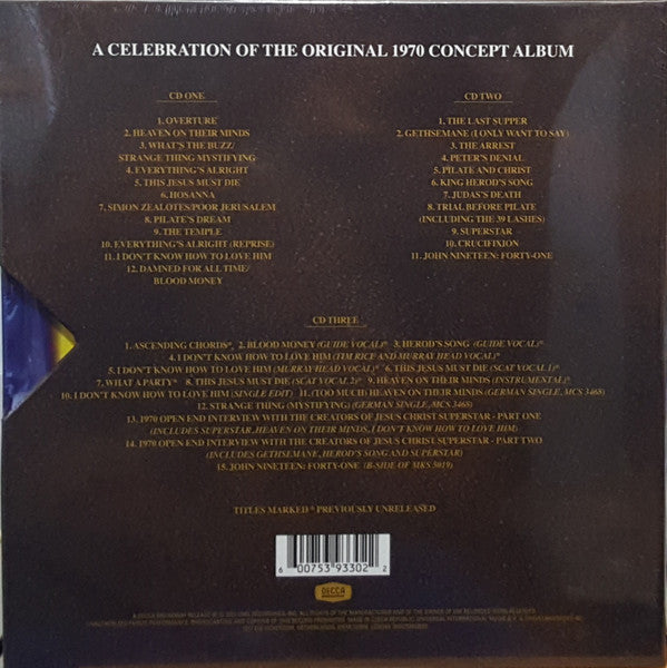Image of Back Cover of 3455004S: 2xCD - ANDREW LLOYD WEBBER AND TIM RICE, Jesus Christ Superstar (Decca Broadway; 0600753933022, Europe 2021, Box Set)   EX/M