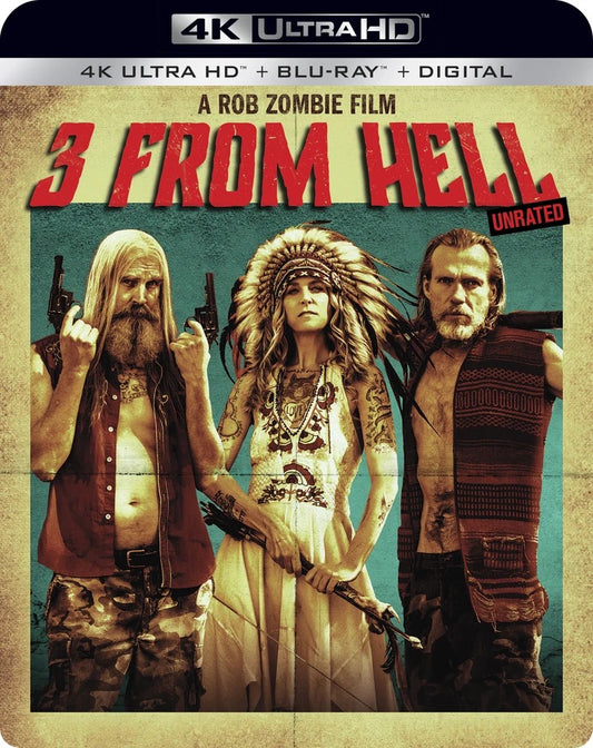 Image of Front Cover of 2xBlu-Ray - VG+/VG+ - ROB ZOMBIE, 3 From Hell (Lionsgate; , US , Slipcase, 4KHD + Blu ray, Region A US import ), ,  - 3435019E