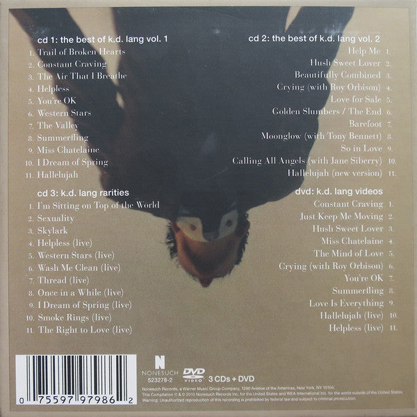 Image of Back Cover of 4xCD - VG+/VG+ - K.D. LANG, Recollection (Nonesuch; 523278-2, US , Box Set, Booklet), ,  - 3435036E