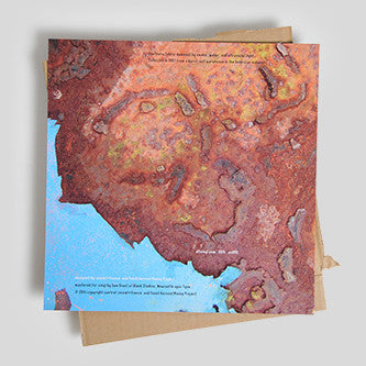 Image of Back Cover of 2xLP - EX/VG+ - ZOVIET FRANCE AND FOSSIL AEROSOL MINING PROJECT, Patina Pooling (Alt.Vinyl ; av052, UK 2014, Rusty, Folded Steel Sleeve, Insert, 180 Gram Vinyl, Sleeve Is Very Heavy), Very Strong VG+,  - 2746231S