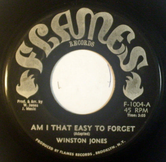 Image of Front Cover of 7" - /VG - WINSTON JONES, Am I That Easy To Forget / Looking For A Home (Flames Records; F-1004, US 1980s), ,  - 3455059S