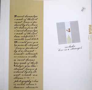 Image of Back Cover of 12" - VG/VG+ - EURYTHMICS, Sweet Dreams (Are Made Of This) (RCA; DAT 2, UK 1983), Sticker damage, ring wear,  - 3146013S