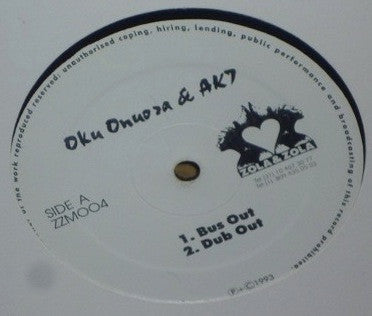 Image of Front Cover of 12" - /VG - OKU ONUORA & AK7, Bus Out / Dread Times (Zola & Zola; ZZM004,  1993), ,  - 3445274S
