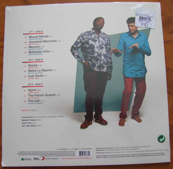 Image of Back Cover of 3425198E: 2xLP - YOSVANY TERRY, BAPTISTE TROTIGNON, Ancestral Memories (Okeh; 88985418681, Europe 2017)   VG+/VG+