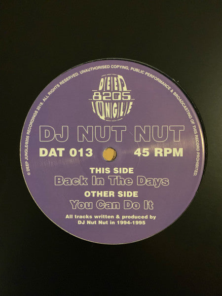 Image of Front Cover of 12" - /VG+ - DJ NUT NUT, You Can Do It / Back in the Days (Deep Jungle; DAT 013, UK 2019, Plain Sleeve), , A	You Can Do ItB	Back in the Day - 1826211E