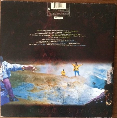 Image of Back Cover of 5015511C: 2xLP - P.M. DAWN, Of The Heart, Of The Soul And Of The Cross: The Utopian Experience (Gee Street; GEEAX 7/512216-1, UK 1992, Gatefold, Limited Edition, 7 Extra Tracks) Edge wear and a few small surface tears to sleeve. Discs have light marks only.  G+/VG
