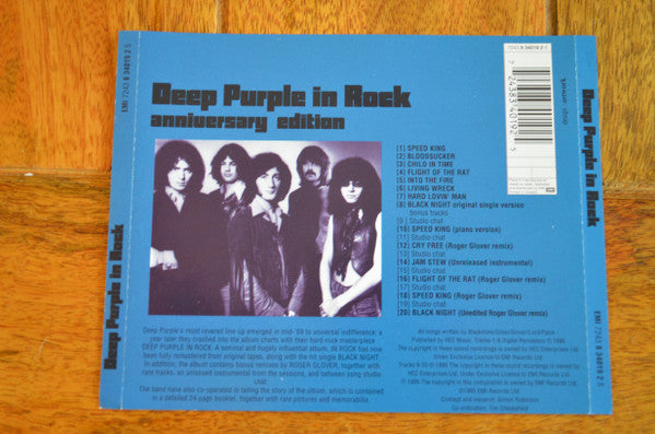 Image of Back Cover of CD - VG+/VG+ - DEEP PURPLE, In Rock (EMI; 7243 8 34019 2 5, Europe ), ,  - 3555095S