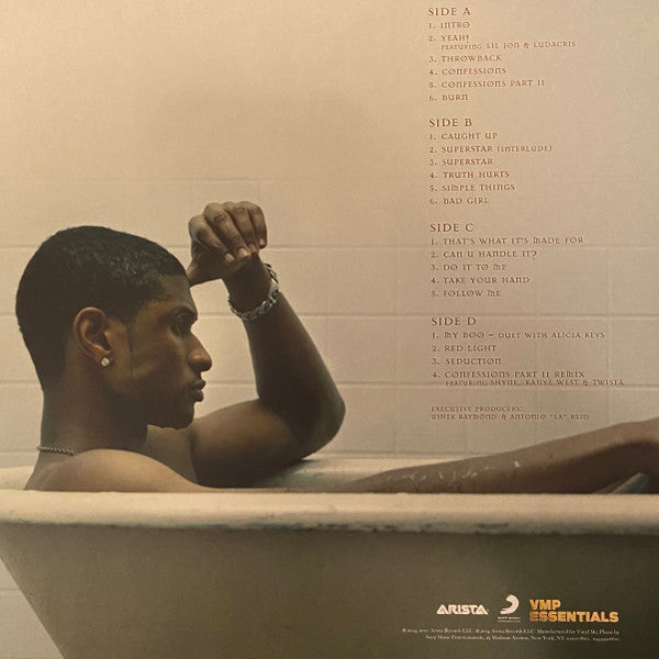 Image of Back Cover of 2xLP - EX/EX - USHER, Confessions (Arista / Vinyl Me, Please; 19439916621, US 2021 Reissue, Foil Stamped Sleeve, 2 Inners & Booket, Print, Gold Nugget Vinyl, with Obi), ,  - 3545177S
