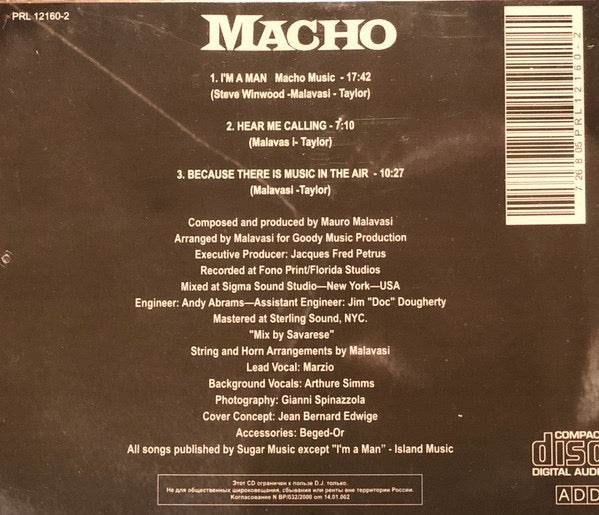 Image of Back Cover of 3535059E: CDR - MACHO, I'm A Man (Prelude Records; PRL 12160-2, Russia 2011, Jewel Case)   VG+/VG