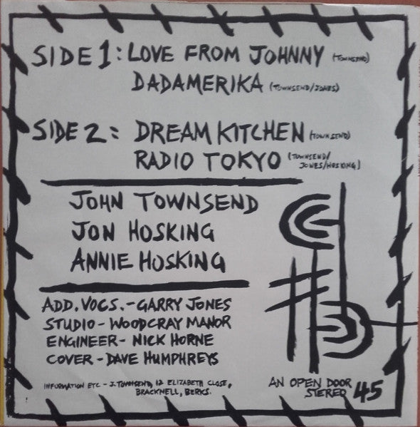 Image of Back Cover of 12" - G+/VG - MOVITA, Love From Johnny (Open Door; MOV 1, UK 1982, White Label, Hand-Painted Paper Sleeve), Paper sleeve is intact but quite wrinkled. Some inaudible marks on disc.,  - 3545189S