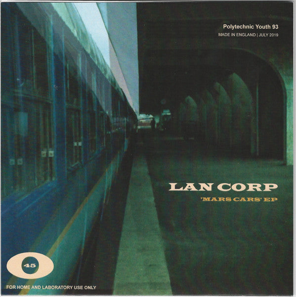 Image of Front Cover of 7" - EX/VG+ - LAN CORP, 'Mars Cars' EP (Polytechnic Youth ; PY93, UK 2019, Fold Over Sleeve, Sticker, Lathe Cut), Strong VG+, Limited Edition No 15/99,  - 3525300E