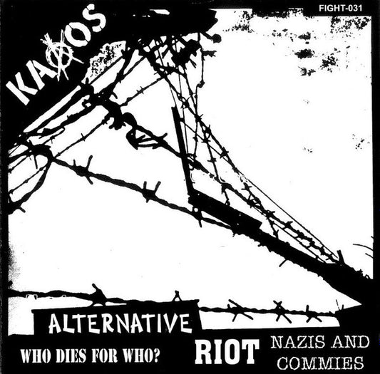 Image of Front Cover of 3525291E: 7" EP - KAAOS / SVART AGGRESSION, Kaaos / Svart Aggression (Fight Records ; FIGHT-031, Finland 2000, Fold Over Sleeve)   EX/EX