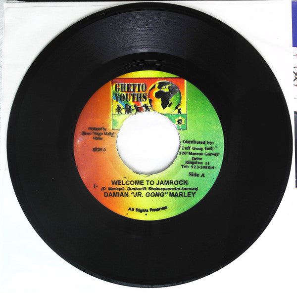 Image of Front Cover of 7" - /VG - DAMIAN "JR. GONG" MARLEY, Welcome To Jamrock / Hey Girl (Ghetto Youths United; , Jamaica 2000s Reissue), Light scuffs, plays with crackle from JA press, all copies are the same.,  - 4515117C