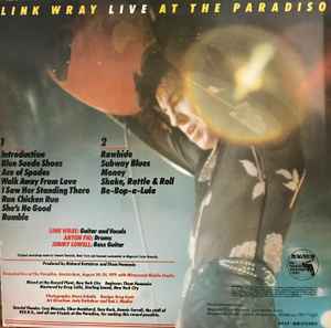 Image of Back Cover of LP - VG/VG - LINK WRAY, Link Wray Live At The Paradiso (Magnum Force; MFLP-008, UK 1980s Reissue, Black Vinyl), Sticker Damage To Sleeve,  - 1246244S