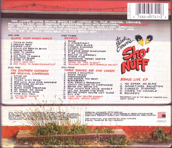 Image of Back Cover of 4115306C: 5xCD - THE BLACK CROWES, Sho' Nuff - The Complete Black Crowes (American Recordings ; C5K 65741, US 1998, Box Set) CDs SEALED Individually  VG+/EX