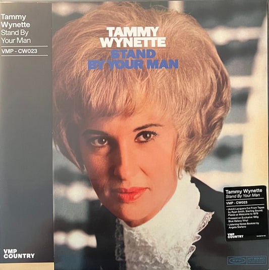 Image of Front Cover of 3545391S: LP - TAMMY WYNETTE, Stand By Your Man (Epic; 19439976111, US 2023 Reissue, Pasteback Sleeve, Booklet, 180 Gram Blue Galaxy Vinyl, with Obi Vinyl Me Please Country series)   EX/EX