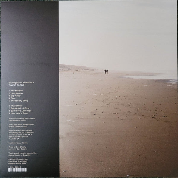 Image of Back Cover of LP - EX/EX - SIX ORGANS OF ADMITTANCE, Time Is Glass (Drag City; DC869, US 2024, Black Inner, No Booklet), Opened Instore, Still In Shrinkwrap,  - 3625012E