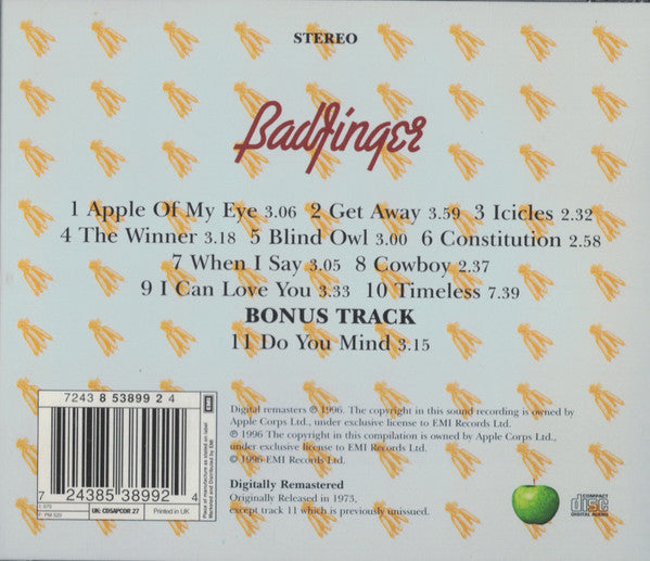 Image of Back Cover of 3655027S: CD - BADFINGER, Ass (Apple Records; 7243 8 53899 2 4, UK 1996)   VG+/VG+