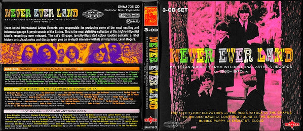 Image of Back Cover of 3xCD - VG/VG - VARIOUS, Never Ever Land (83 Texan Nuggets From International Artists Records 1965-1970) (Charly Records; SNAJ 735 CD, UK 2008, Box Set, Booklet & Inners), ,  - 1416609C