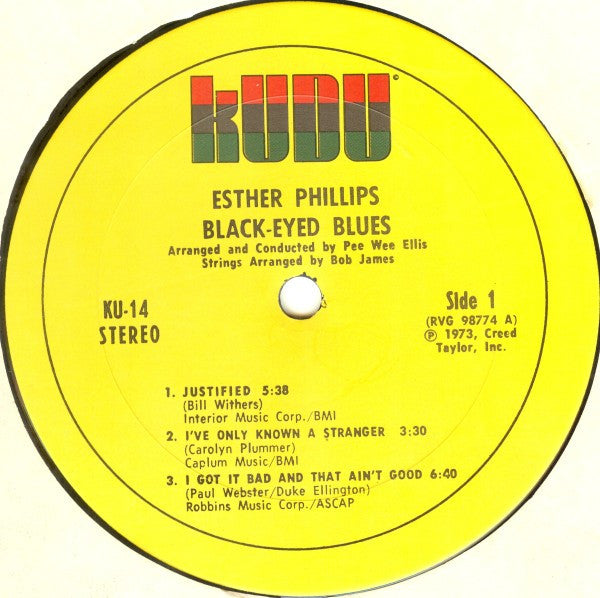 Image of Label Cover of LP - VG/VG+ - ESTHER PHILLIPS, Black-Eyed Blues (kudu; KU-14, US 1973, Pasteback Sleeve), Corner cut bottom left,  - 3326069E