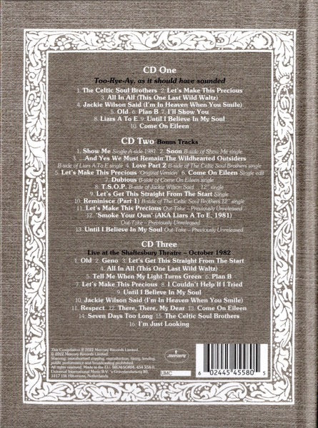 Image of Back Cover of 3xCD - M/M - KEVIN ROWLAND & DEXYS MIDNIGHT RUNNERS, Too-Rye-Ay, As It Should Have Sounded (Mercury; 454 558-0, Worldwide 2022 Reissue, Book Sleeve, 4 Inserts), Still SEALED In Stickered Shrinkwrap,  - 1716661C