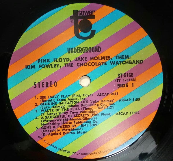 Image of Label Cover of LP - G+/VG - VARIOUS, Underground (Tower; ST-5168, US 1969), Small Hole Pinched Through The Middle Of The Sleeve,  - 3645175S
