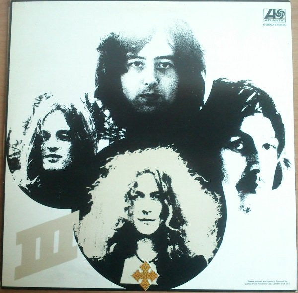 Image of Back Cover of LP - VG/G - LED ZEPPELIN, Led Zeppelin III (Atlantic Green & Orange Labels With Made in UK, Warner Logo and V on Labels; K 50002, UK 1976 Reissue, Gatefold Spinner Sleeve), Fair few light marks and hairlines, Clean sleeve but spinner detached,  - 3716177C