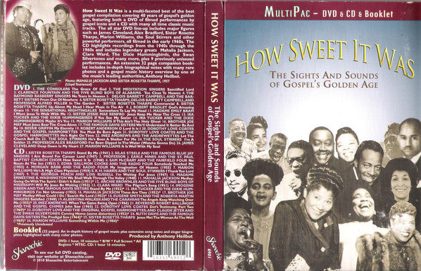 Image of Front Cover of 3635107E: 2xCD - VARIOUS, How Sweet It Was: The Sights And Sounds Of Gospel's Golden Age (Shanachie; 6901, US 2010, Trifold DVD size Sleeve, Booklet, CD and DVD)   VG+/VG+