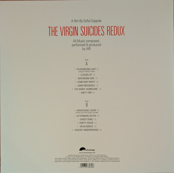 Image of Back Cover of 4435057E: LP - AIR, The Virgin Suicides Redux (AIRCHEOLOGY; 5021732793973, Europe 2025 Reissue, Inner)   NEW/NEW