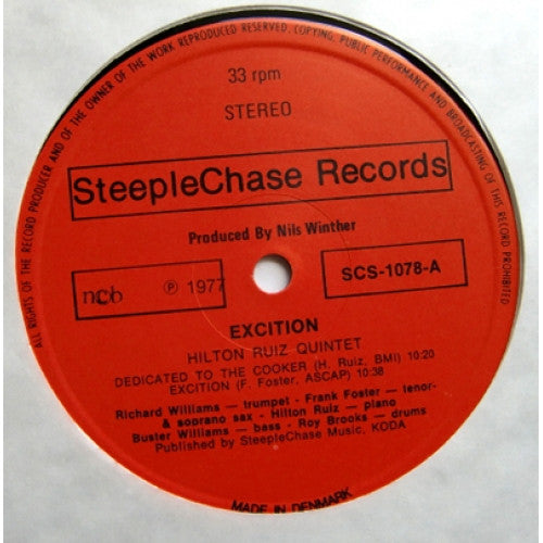 Image of Label Cover of LP - VG/VG+ - HILTON RUIZ QUINTET, Excition (SteepleChase; SCS-1078, Denmark 1977), ,  - 2226372E