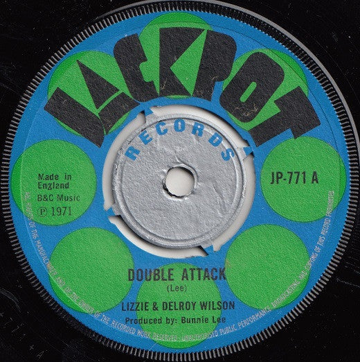 Image of Front Cover of 7" - /VG - LIZZIE & DELROY WILSON / THE AGGRAVATORS, Double Attack / The Sniper (Jackpot; JP 771, UK 1971, 4-Prong Centre), Plays above grade. No centre, WOL.,  - 3715109C