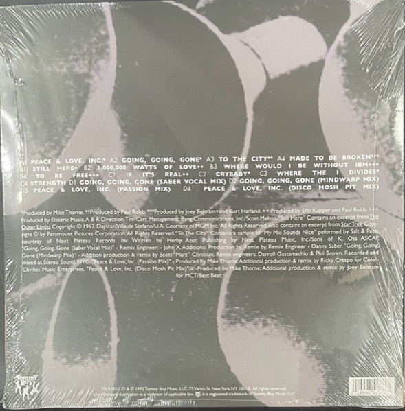 Image of Back Cover of 2xLP - NEW/NEW - INFORMATION SOCIETY, Peace And Love, Inc. (Tommy Boy; , US 2023, 2 Inners, Black Translucent Vinyl), ,  - 3735050E