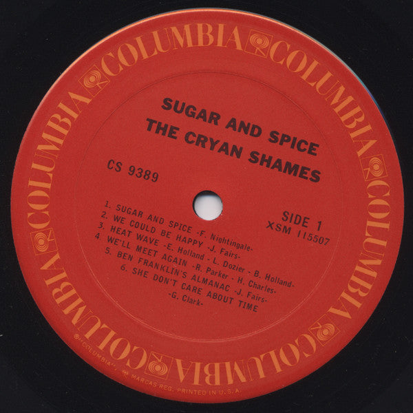 Image of Label Cover of LP - VG+/VG - THE CRYAN' SHAMES, Sugar & Spice (Columbia; CS 9389, US 1960s Reissue, Pasteback Sleeve, 1H Runouts), Great, crisp sleeve, Vinyl is strong VG, Just a few light hairlines,  - 3715142C