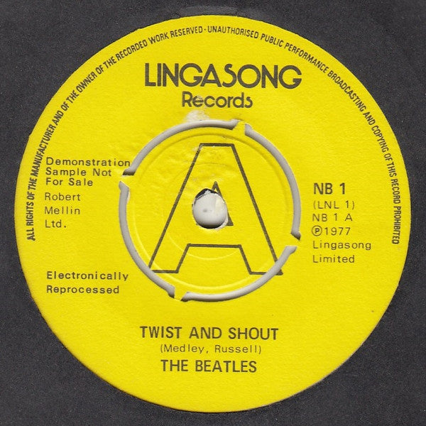 Image of Front Cover of 7" - /VG+ - THE BEATLES, Twist & Shout / Falling in Love Again (Lingasong; NB 1, UK 1977, Promo), Surface Mark On Side One Which Does Not Sound,  - 3725124E