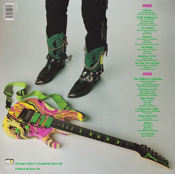 Image of Back Cover of LP - VG/G+ - STEVE VAI, Passion & Warfare (Food For Thought; GRUB17, UK 1990, Inner), Light marks and a bit of mottling, Light sleeve wear. ,  - 2516098C
