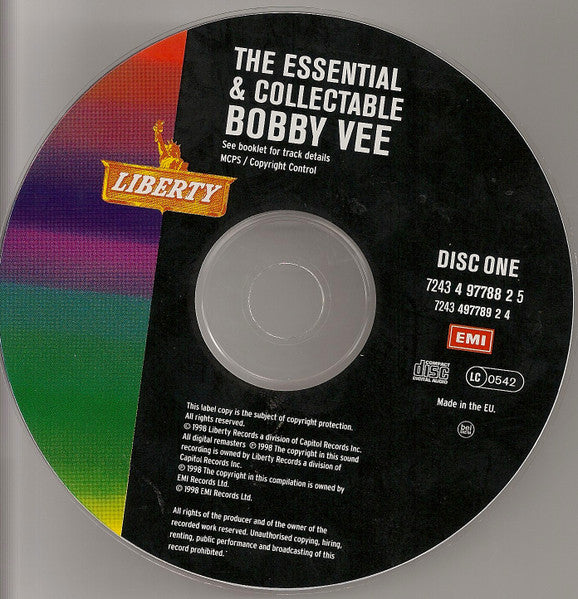 Image of Label Cover of 2xCD - VG/VG+ - BOBBY VEE, The Essential & Collectable (EMI; 7243 4 97788 2 5, Europe 1998), ,  - 3755088S