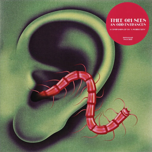 Image of Front Cover of 3715300C: LP - THEE OH SEES, An Odd Entrances (Castle Face; CF-085, US 2016, Stickered Plastic Sleeve, Insert, Blood Orange Vinyl With Yellow Flexi)   VG+/VG+