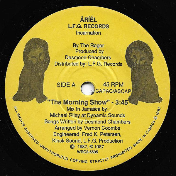 Image of Front Cover of 7" - /EX - DESMOND CHAMBERS, The Morning Show (L.F.G. Records; WRC3-5585, Canada 1987, Solid Centre), ,  - 3715305C