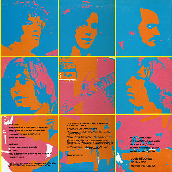Image of Back Cover of LP - VG/VG+ - IT'S ALL MEAT, It's All Meat (Void Records; VOID 18, US 1999 Reissue, Gatefold, Photo Insert, Orange Marbled Vinyl, Bonus 7"), Cover is strong VG with a small tear on the inside of spine. Lovely copy.,  - 3745204S