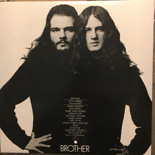 Image of Back Cover of LP - VG/VG+ - LON & DERREK VAN EATON, Brother (Apple Records; SMAS 3390, US 1972, Gatefold, Zoetrope Insert), Nice copy with intact, unused zoetrope, Small corner bump to sleeve,  - 3715335C